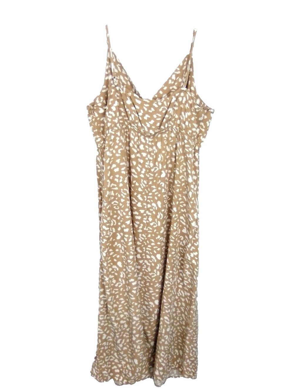 Morgan Taylor Women's Adjustable Straps Tan & White Maxi Pull Over Dress Size XL